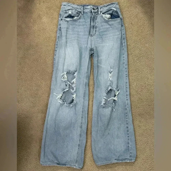 bp Denim - Nordstrom BP Jeans Women's Size 27 High Rise Wide Leg Distressed Jeans